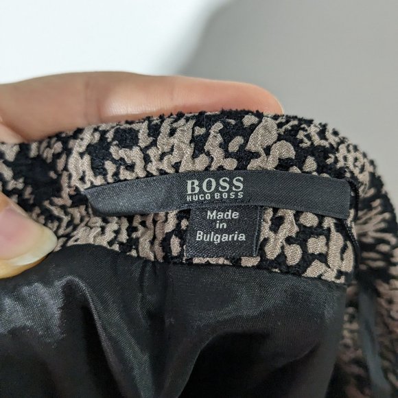 BNWT Boss By Hugo Boss Textured Vilori Pencil Skirt Beige Black Size 4 - Picture 4 of 6
